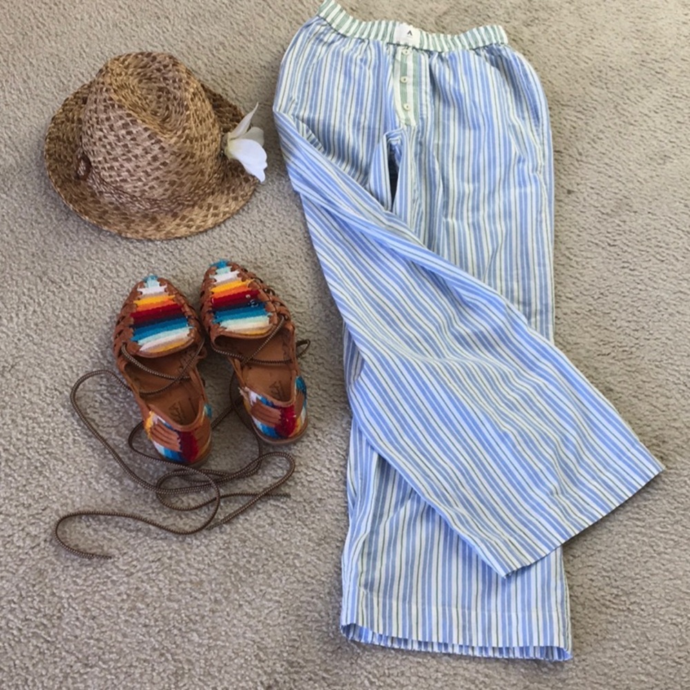 ANTHROPOLOGIE/“WREN”BLUE & GREEN BOXER PANTS LOUNGE WEAR/NEW